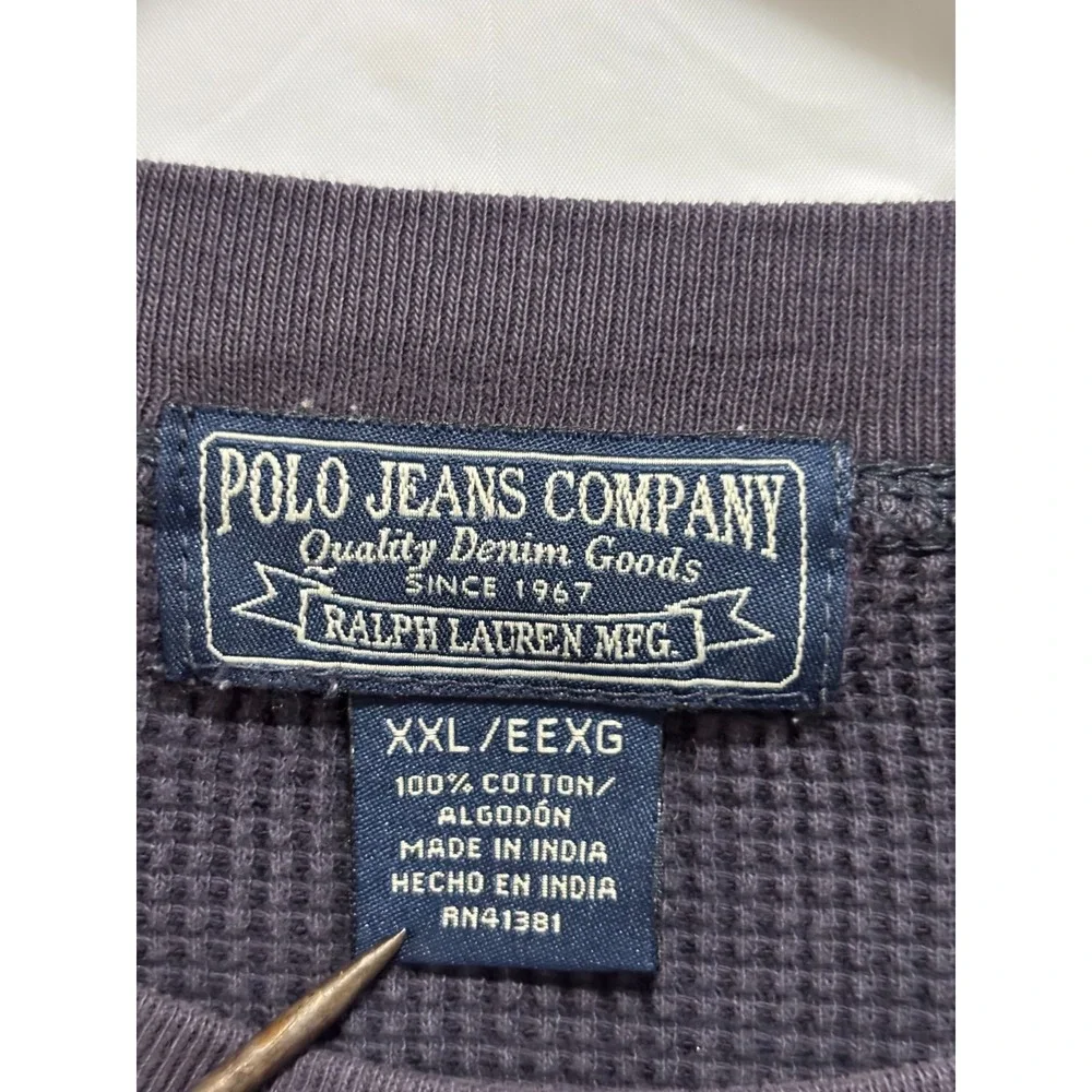 Polo Ralph Lauren Crew Neck Sweater Mens Faded Black Waffle Knit Vintage Y2K 2XL